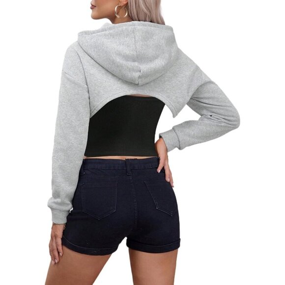 Remidoo Sweatshirt Women Grey Super Top Pullover Long Sleeve Drawstring Hoodie - Picture 4 of 7